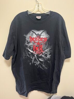 Hanes Black Tee with Red and White Heaven & Hell Graphic